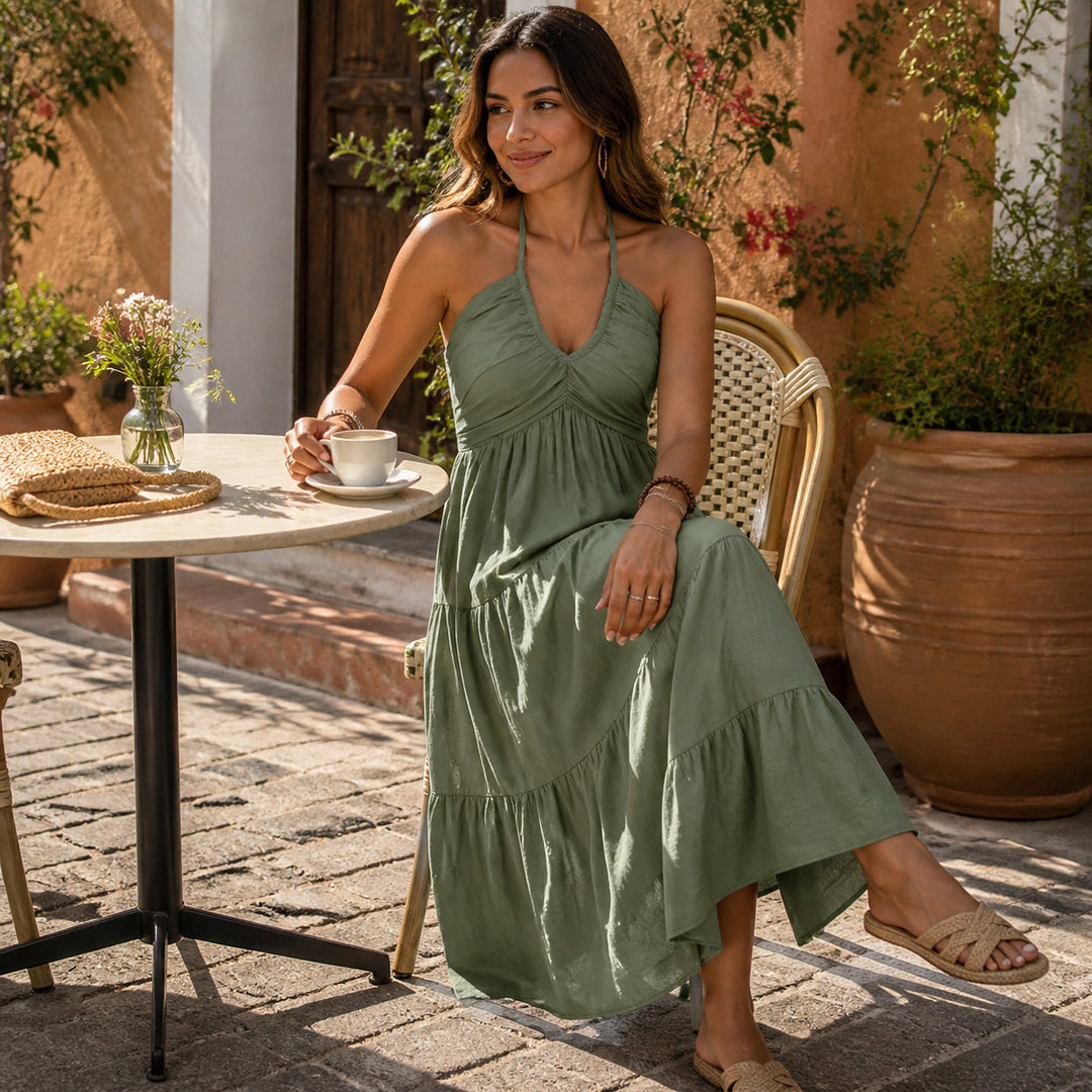 FLOWY HALTER MAXI DRESS FOR EFFORTLESS STYLE
