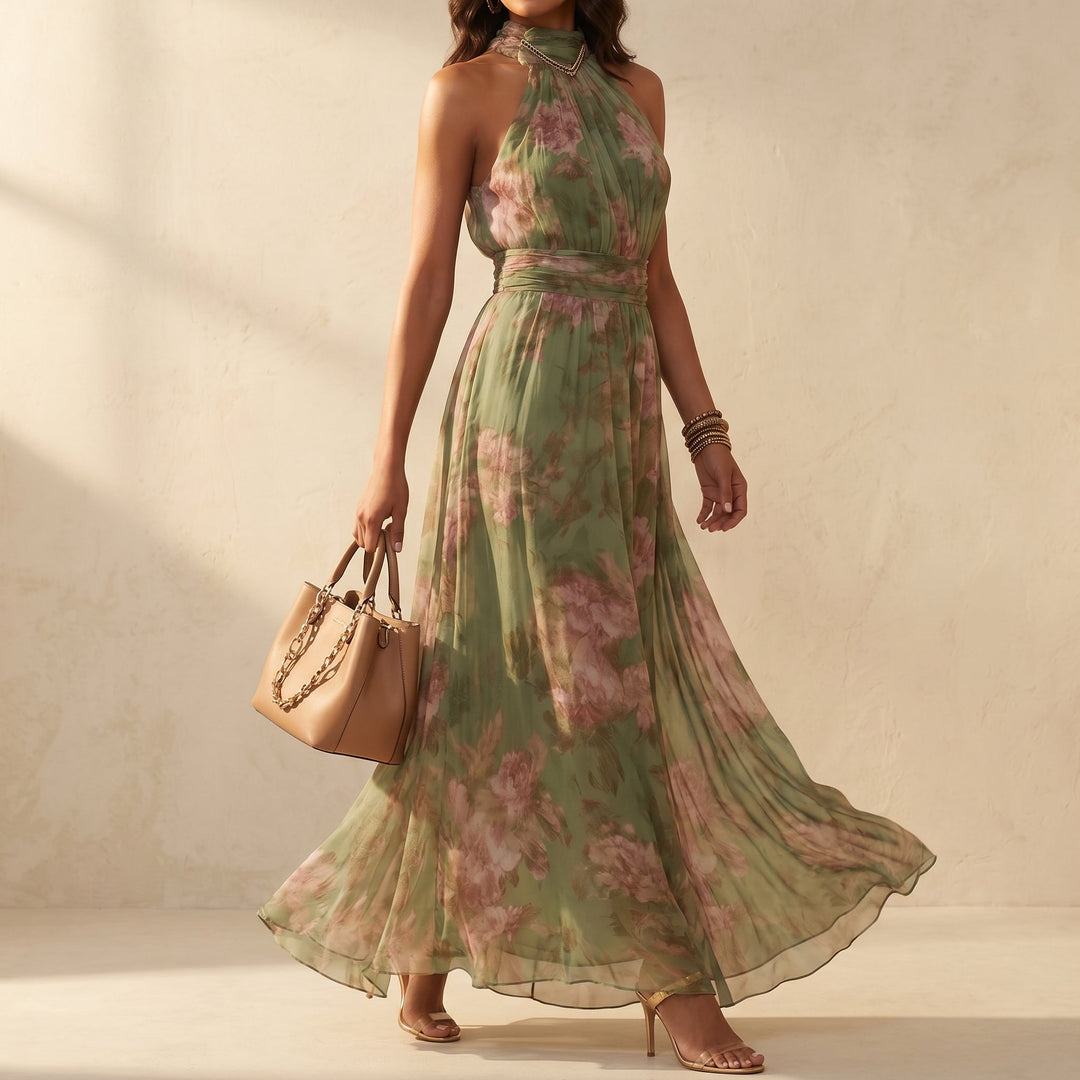 FLOWY SAGE FLORAL SUMMER MAXI