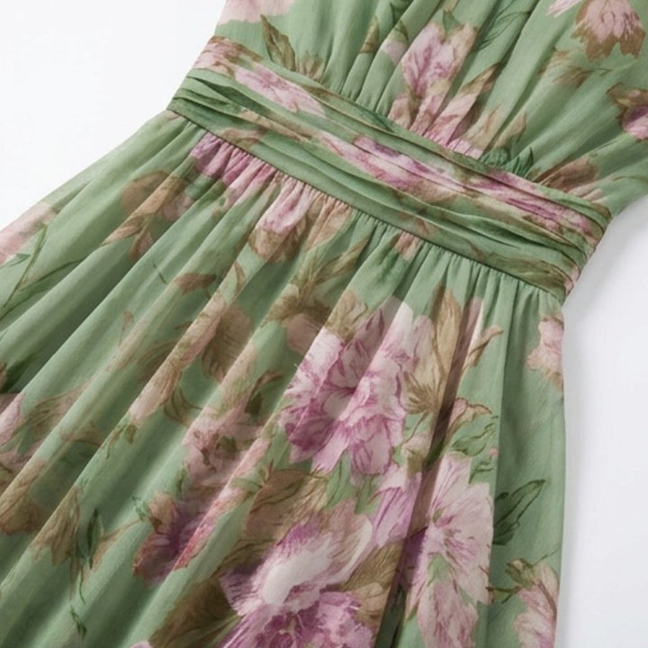 FLOWY SAGE FLORAL SUMMER MAXI