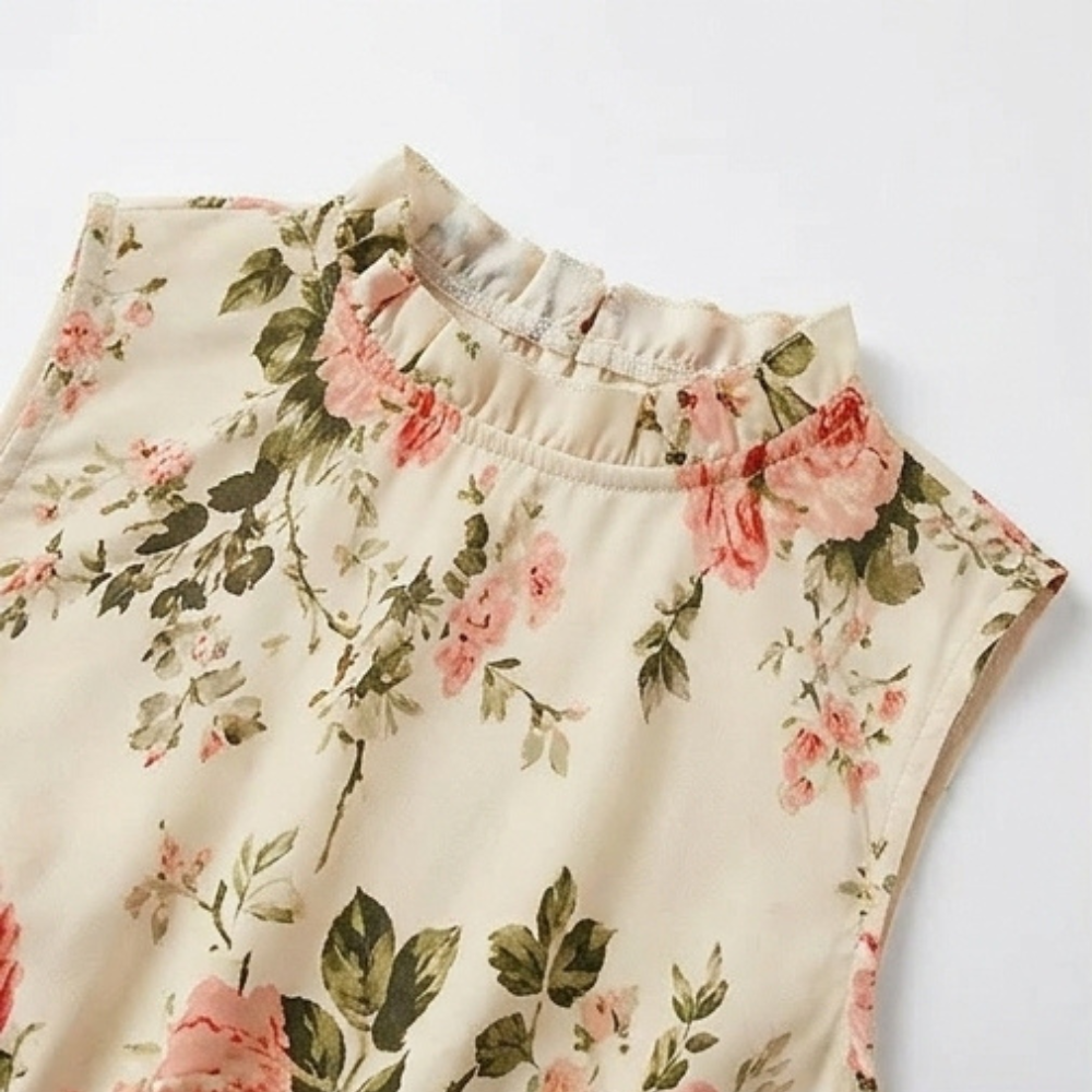 Smocked Floral Midi Dress — View 7 | Clova