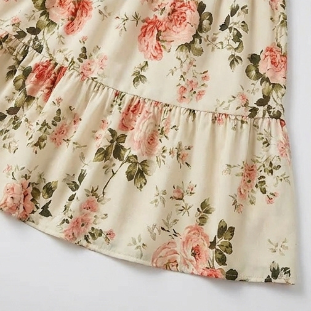 Smocked Floral Midi Dress — View 10 | Clova