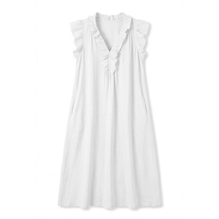 Ruffle-V Midi Dress with Pockets — View 21 | Clova