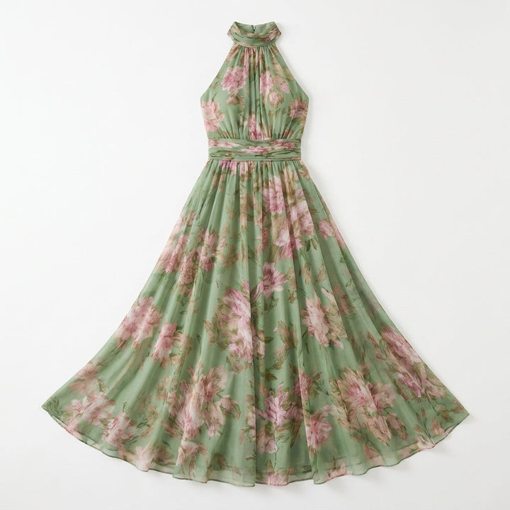 FLOWY SAGE FLORAL SUMMER MAXI