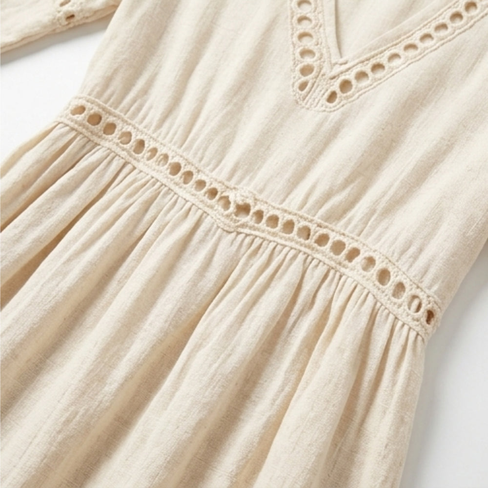 CROCHET TRIM MIDI DRESS