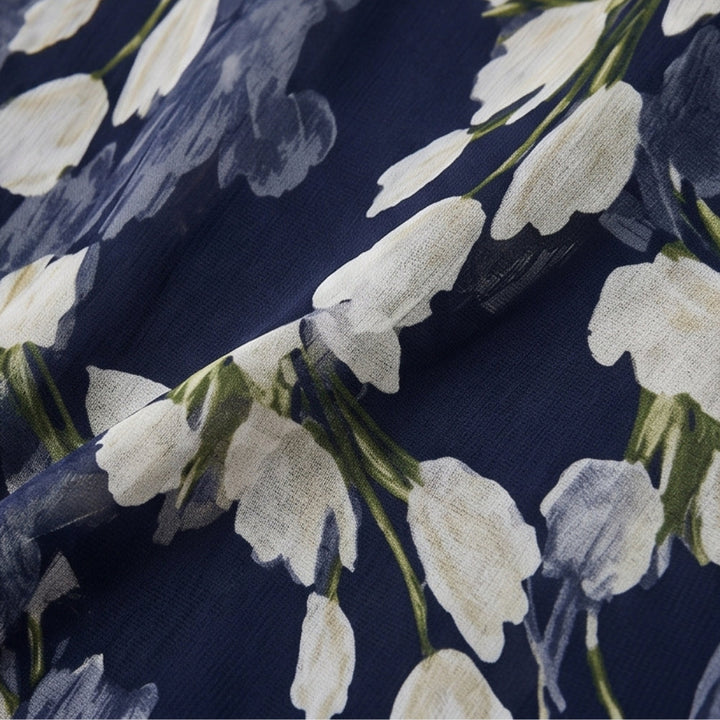 ELEGANT NAVY FLORAL MIDI DRESS