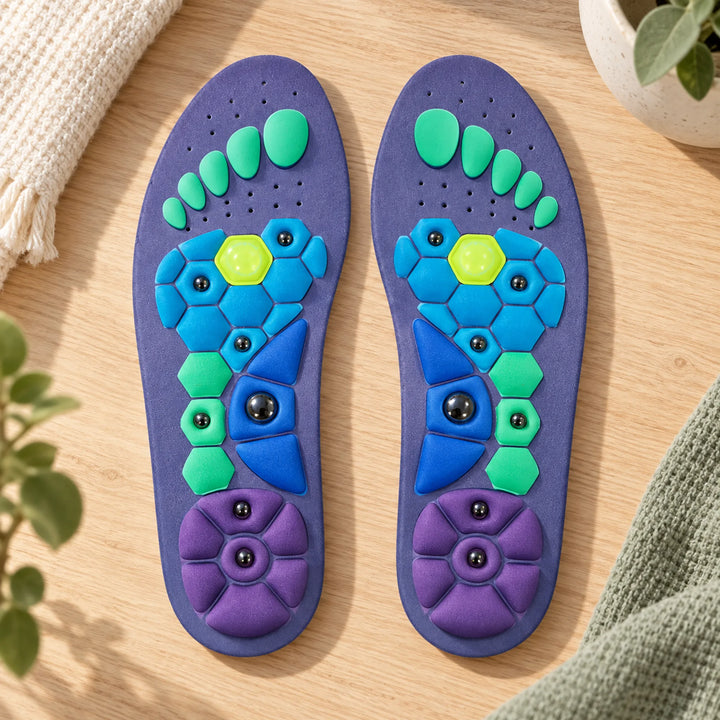 Textured comfort insoles — one blue pair