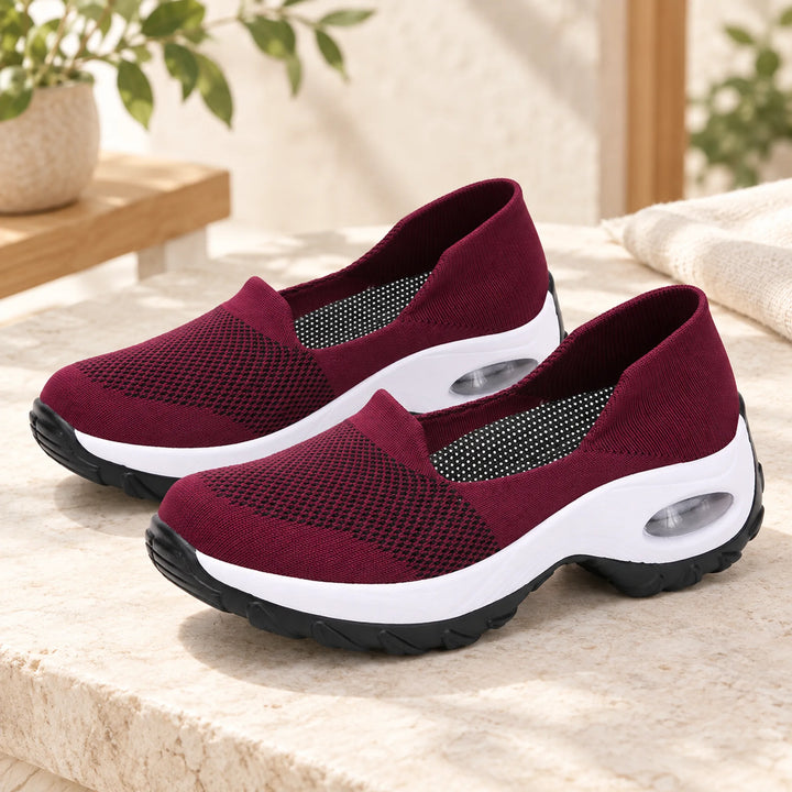 Mesh Slip-On Walking Shoes — red