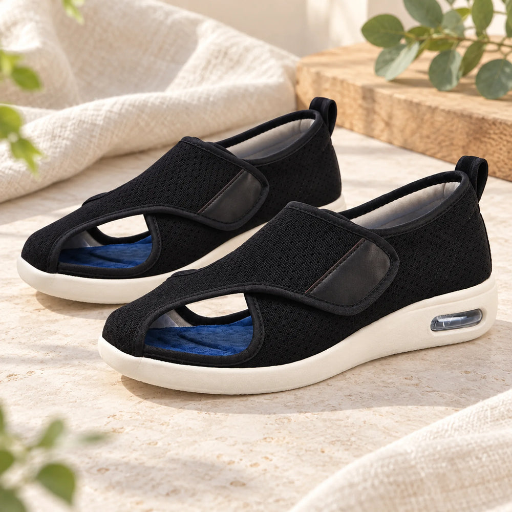 Women's Adjustable Open-Toe Comfort Shoes — black