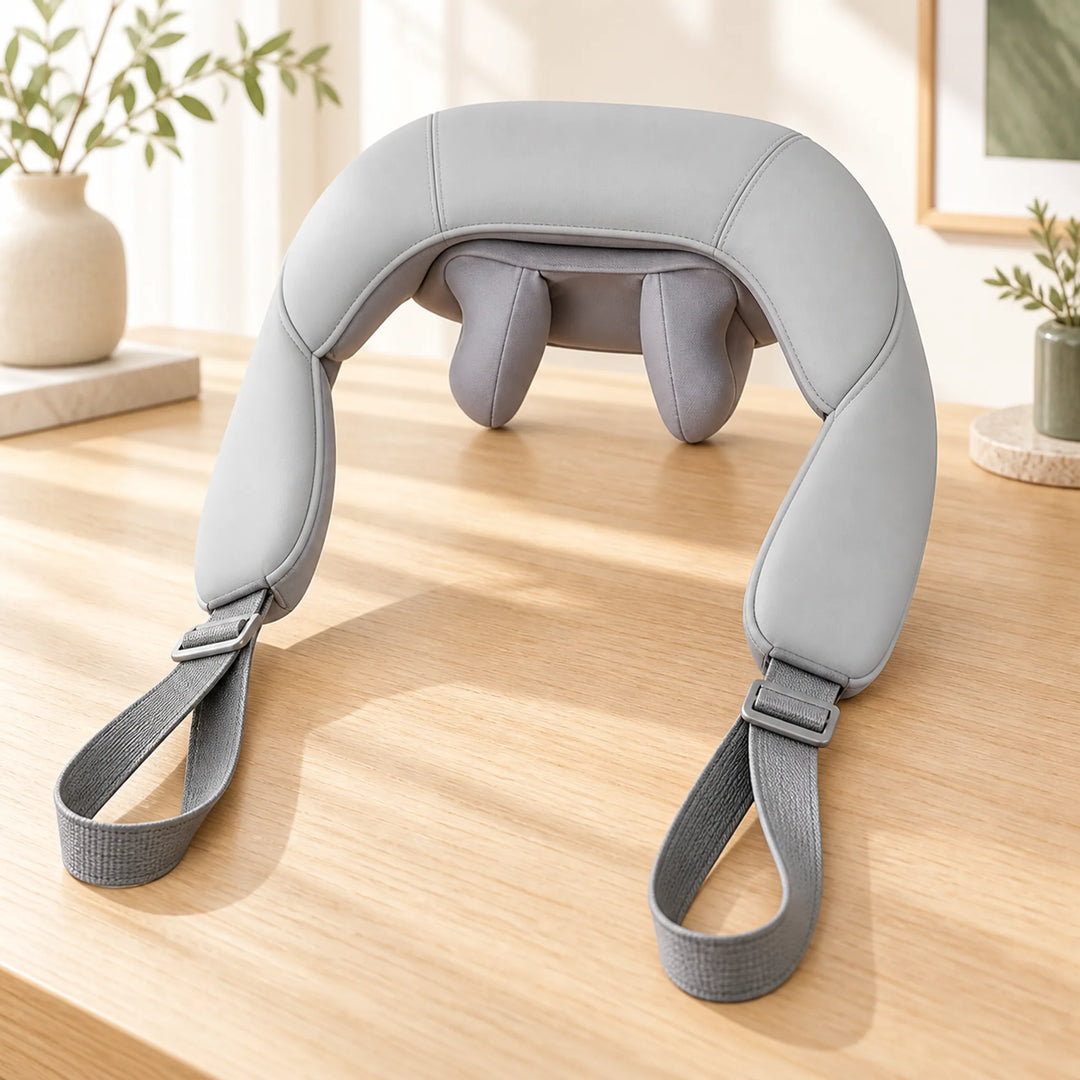 gray cordless neck and shoulder kneading massager