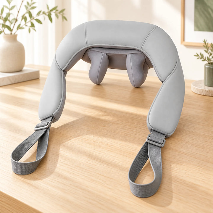 gray cordless neck and shoulder kneading massager