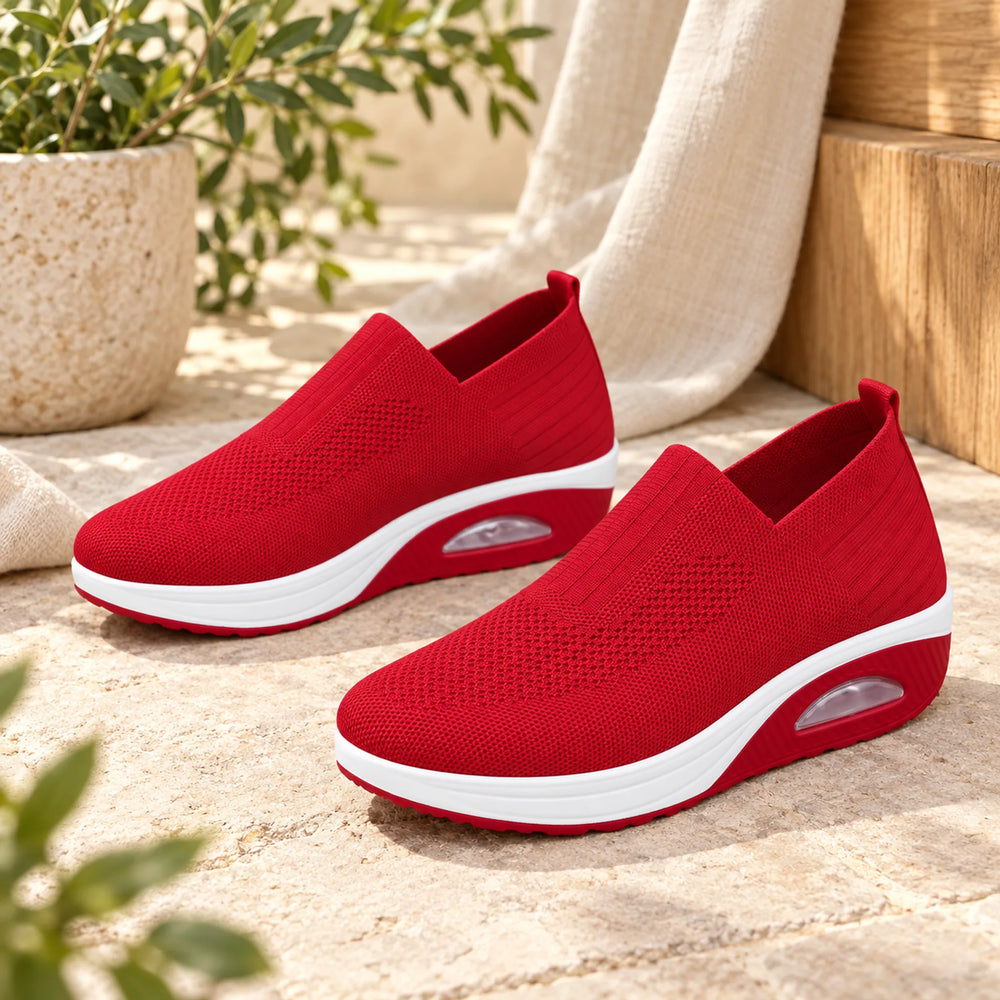 Women's Knit Slip-On Comfort Sneakers — red