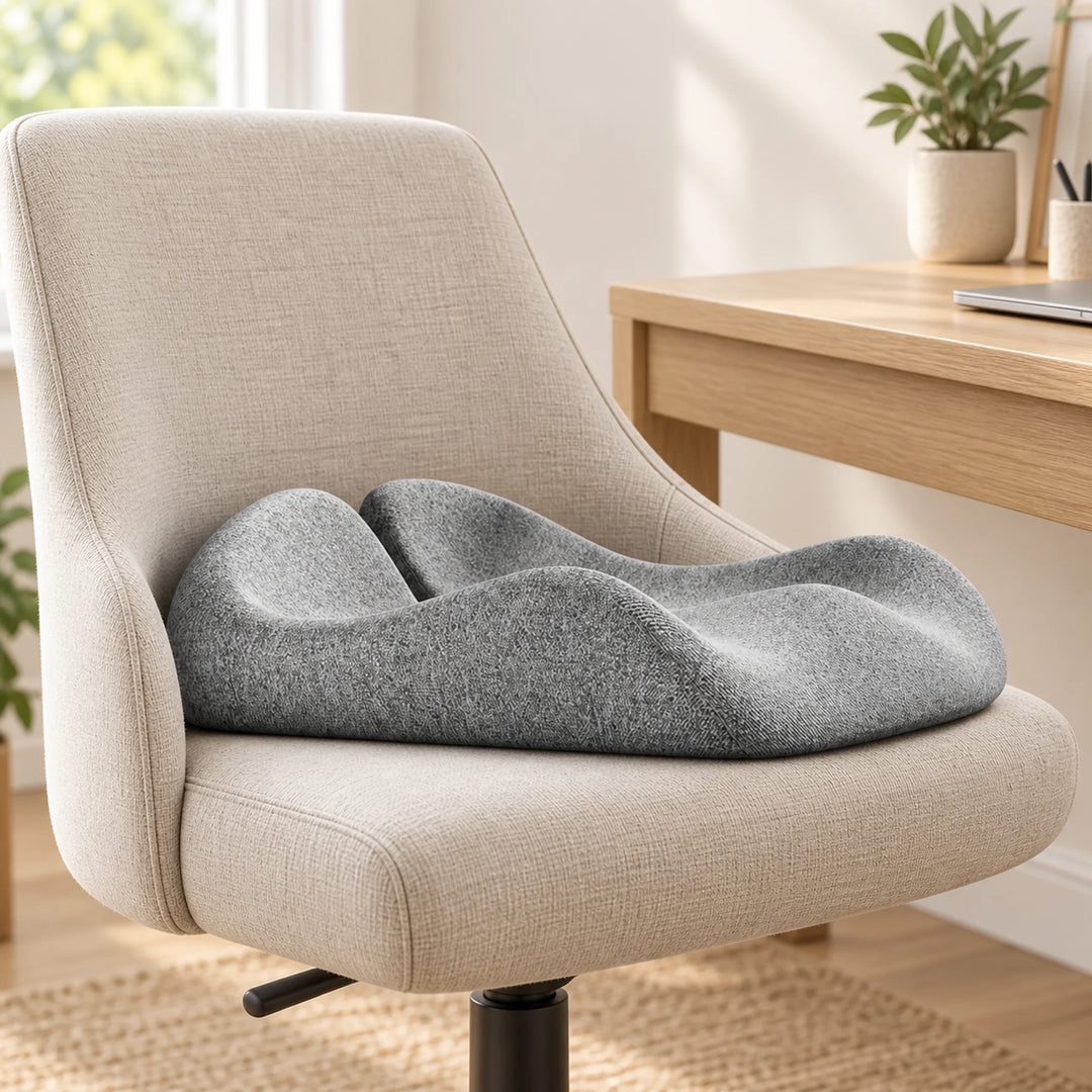 Contoured Memory Foam Seat Cushion — Light Gray