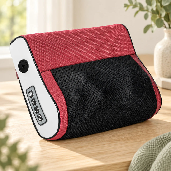 Red and white heated shiatsu massage pillow