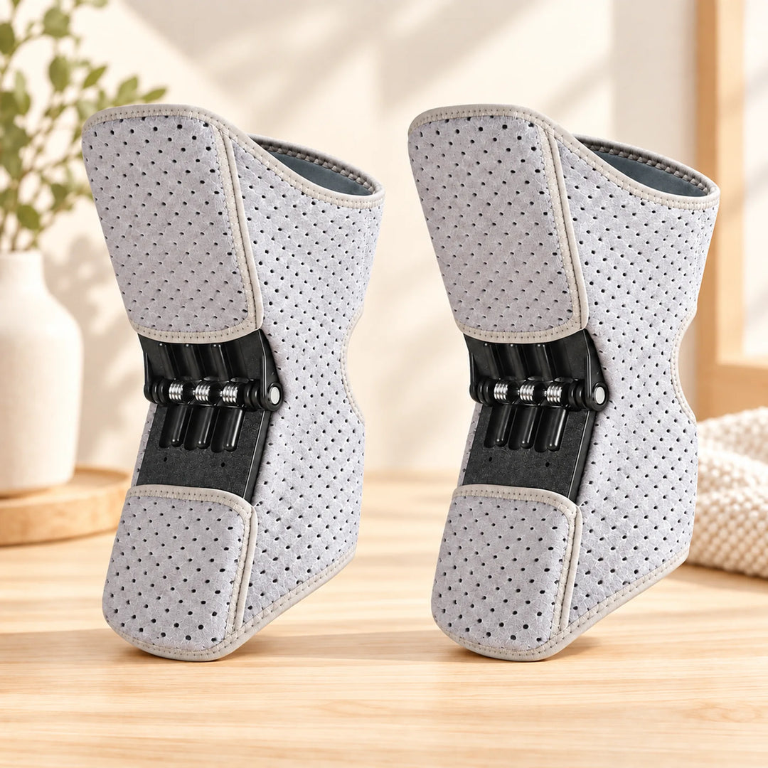 Spring-panel knee support — gray pair