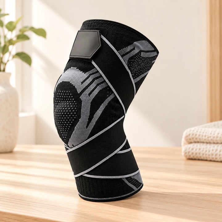 Cross-strap knee sleeve — Black single