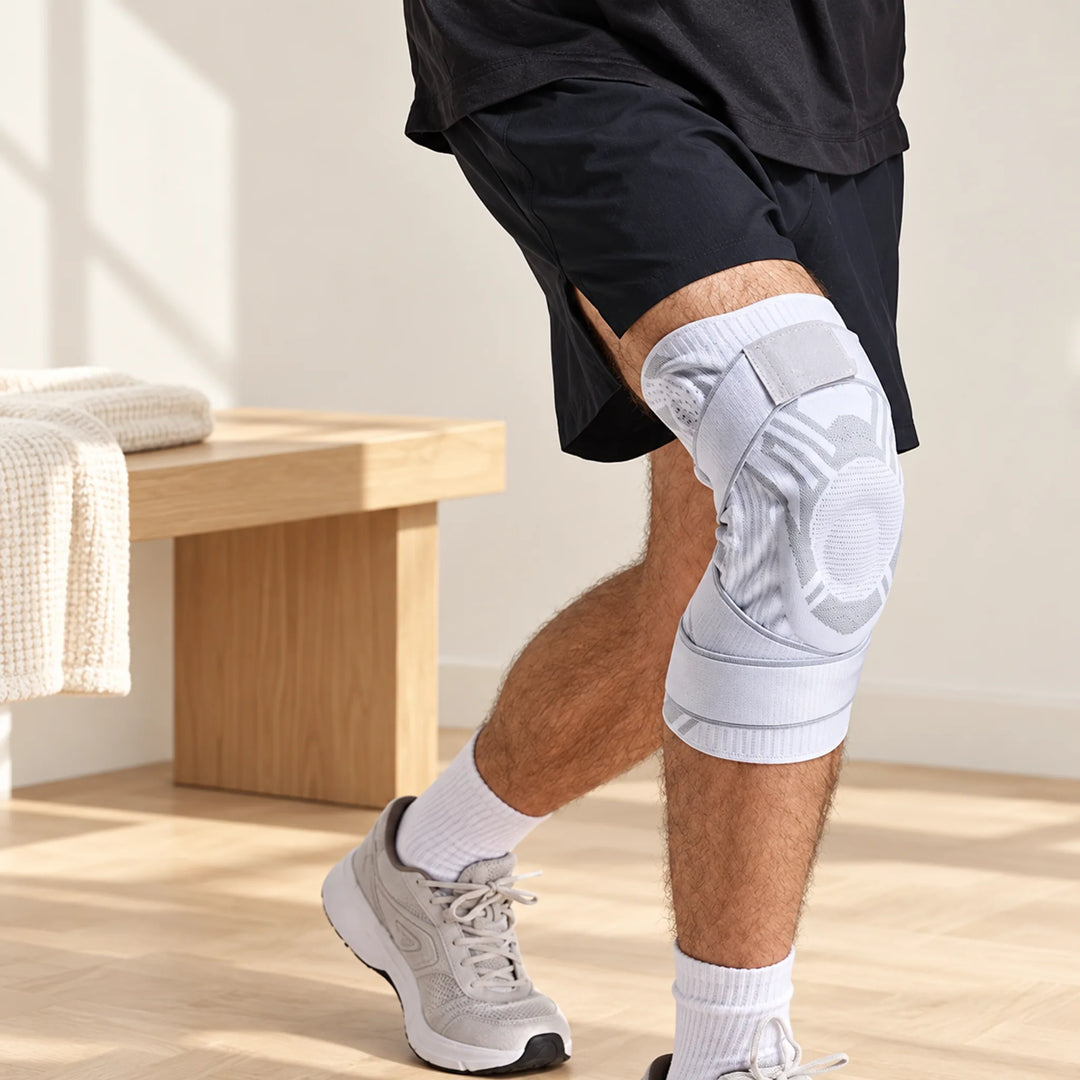 Cross-strap knee sleeve — everyday placement