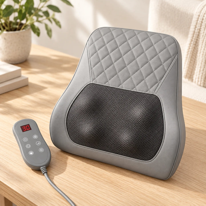 Contoured Kneading Massage Pillow with Heat — Gray — Gray