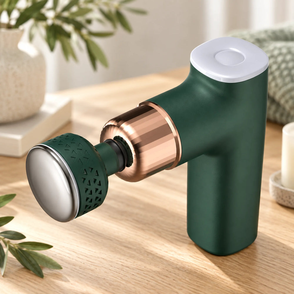 green hot and cold massage gun with disc attachment