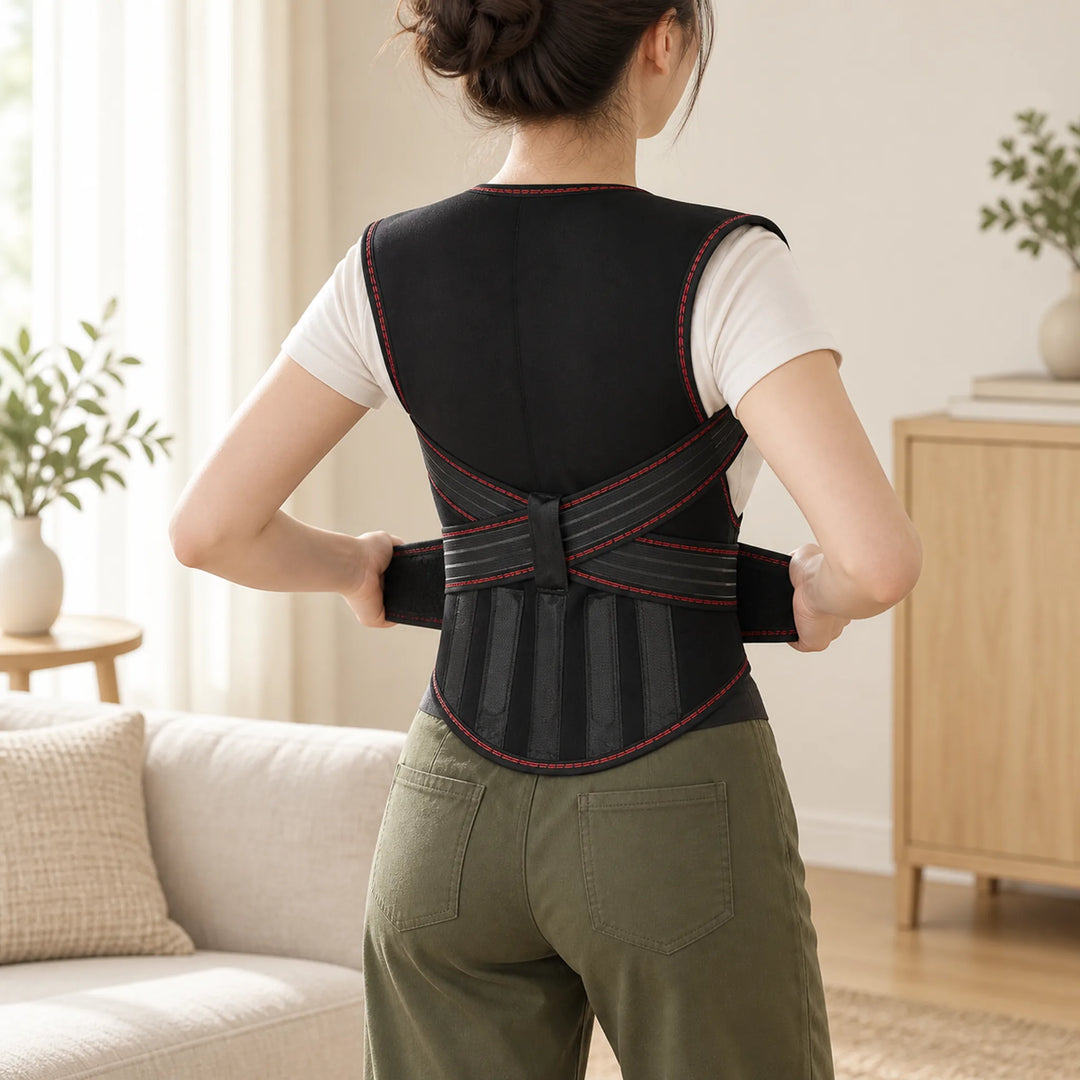 Adjustable Back Support Vest &amp; Neck Wrap — everyday setup