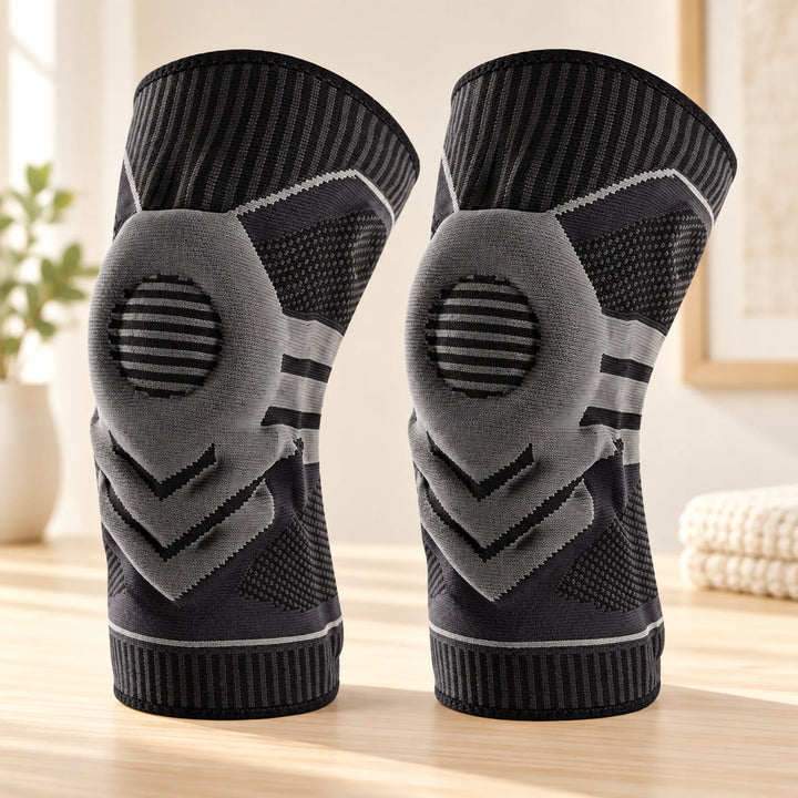 Ring-cushioned knee sleeve — Black pair