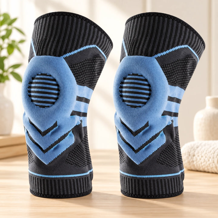Ring-cushioned knee sleeve — Blue pair