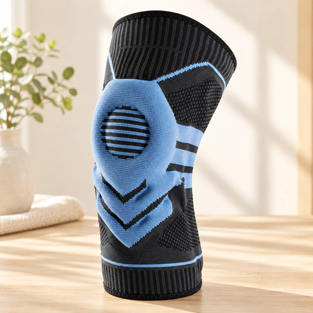 Ring-cushioned knee sleeve — Blue single
