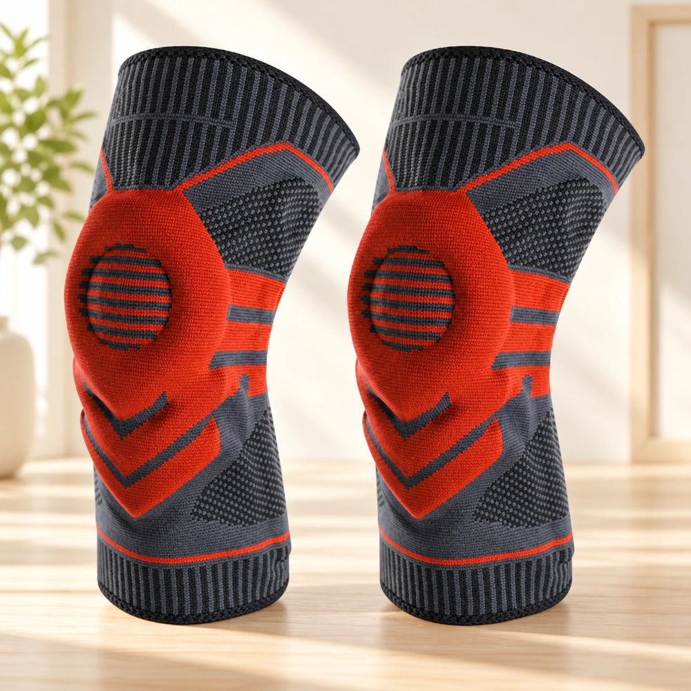 Ring-cushioned knee sleeve — Red pair