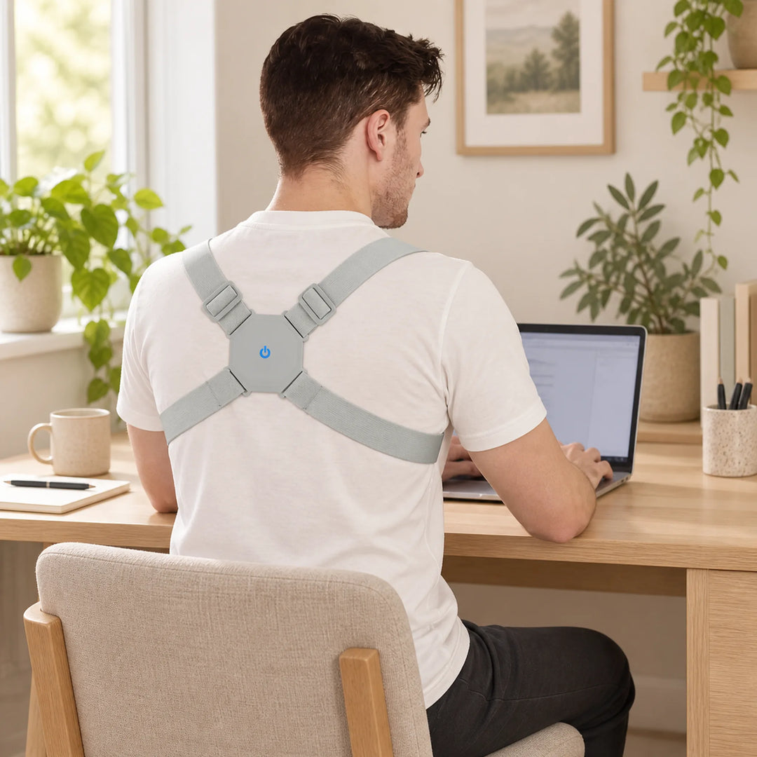 Hexagonal posture reminder — desk routine
