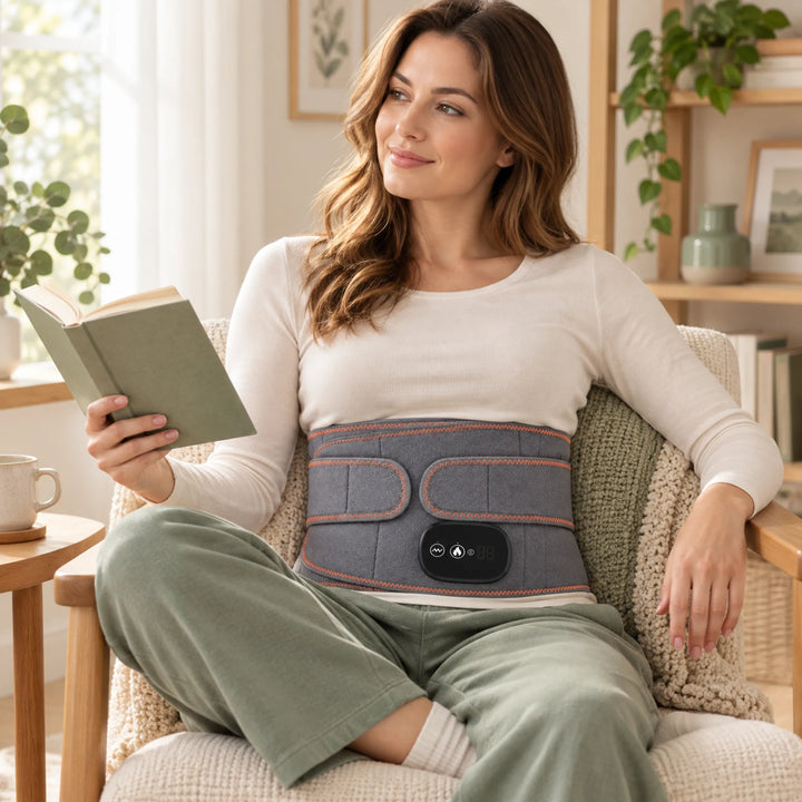Rechargeable Heated Waist Wrap with Vibration — routine