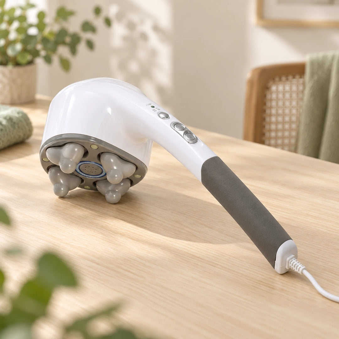 Long-Handle Electric Massager with Heat — White