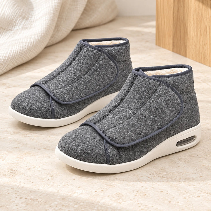 Fleece-Lined Wrap Comfort Shoes — gray