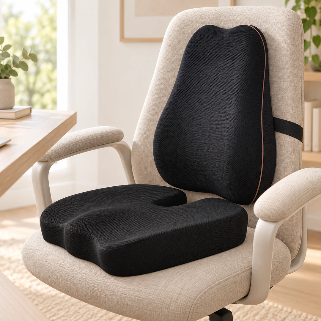 Lumbar &amp; Seat Comfort Cushion Set — Black