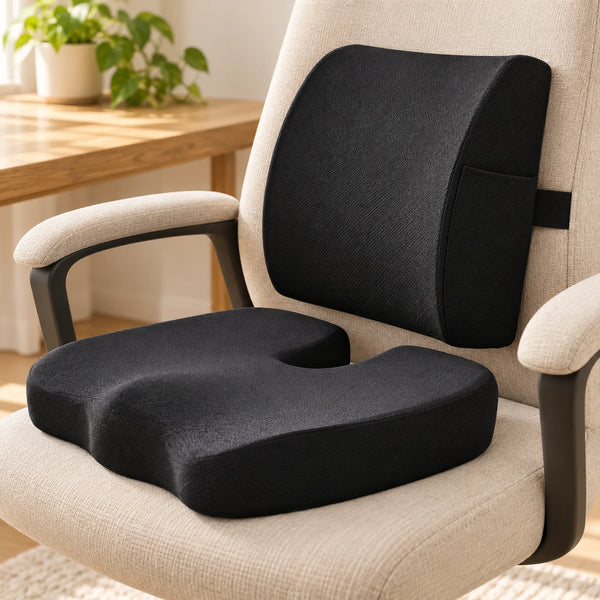 Seat & Lumbar Cushion Set with Side Pocket