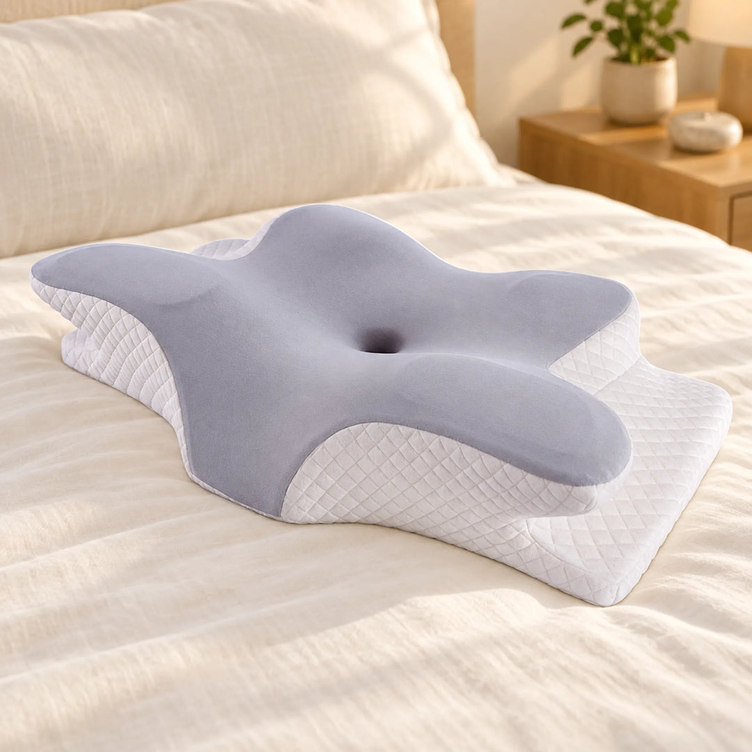 Quilted-Edge Butterfly Memory Foam Pillow
