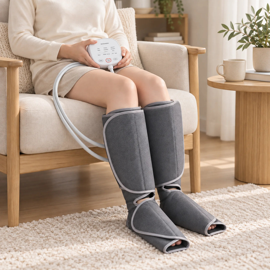 Calf &amp; Foot Air-Compression Massage Set — seated use