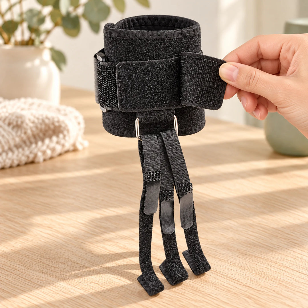 Ankle fastening and adjustable straps of the three-toe wrap