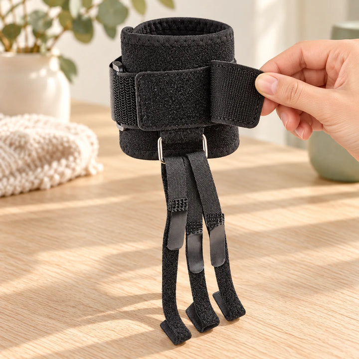 Ankle fastening and adjustable straps of the three-toe wrap