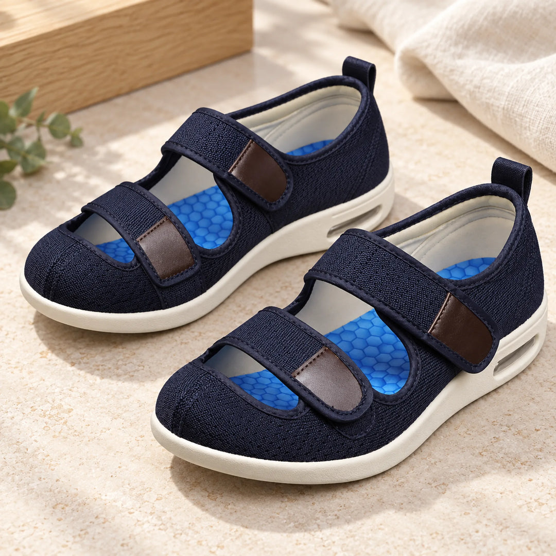 Double-Strap Mesh Comfort Shoes — dark blue