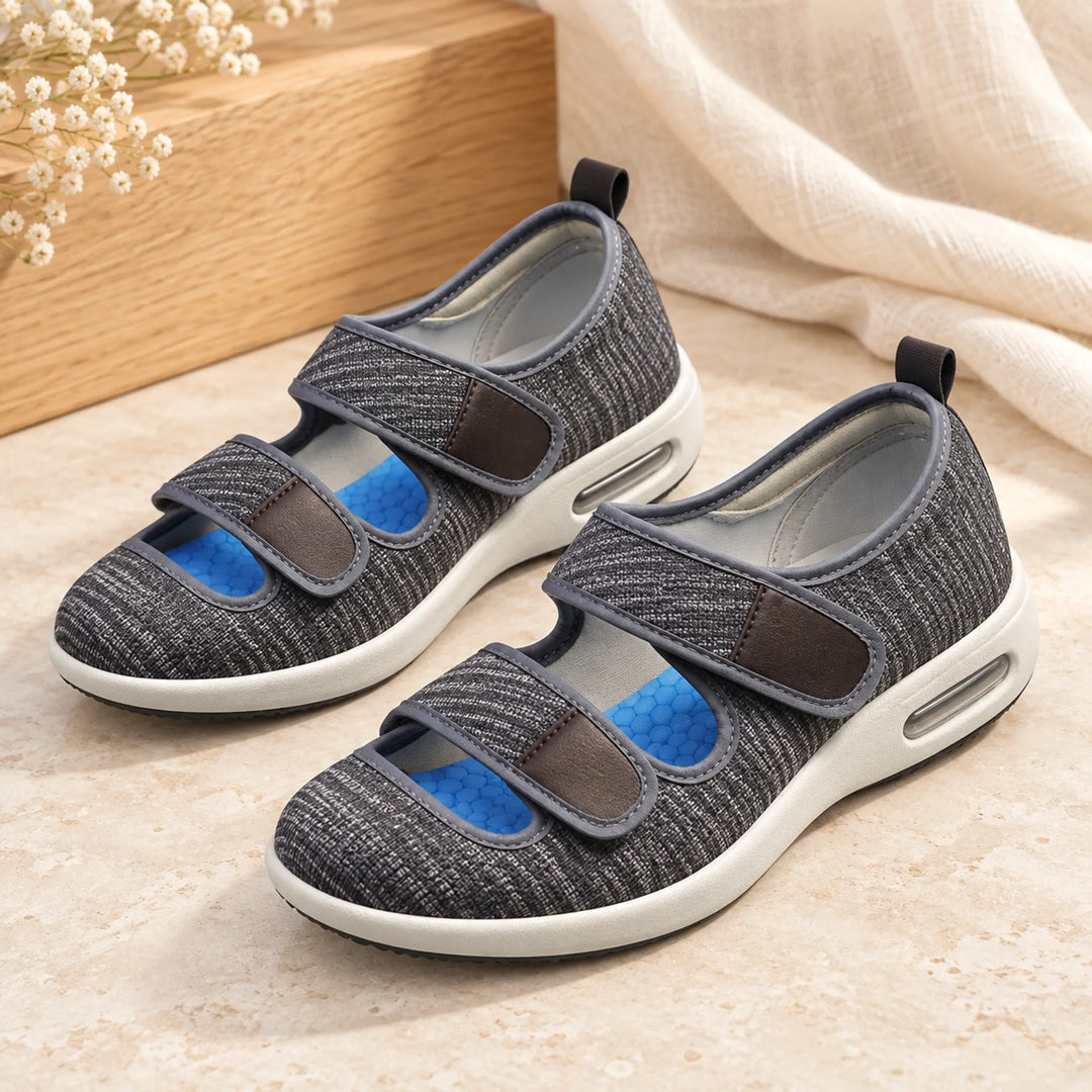 Double-Strap Mesh Comfort Shoes — dark gray