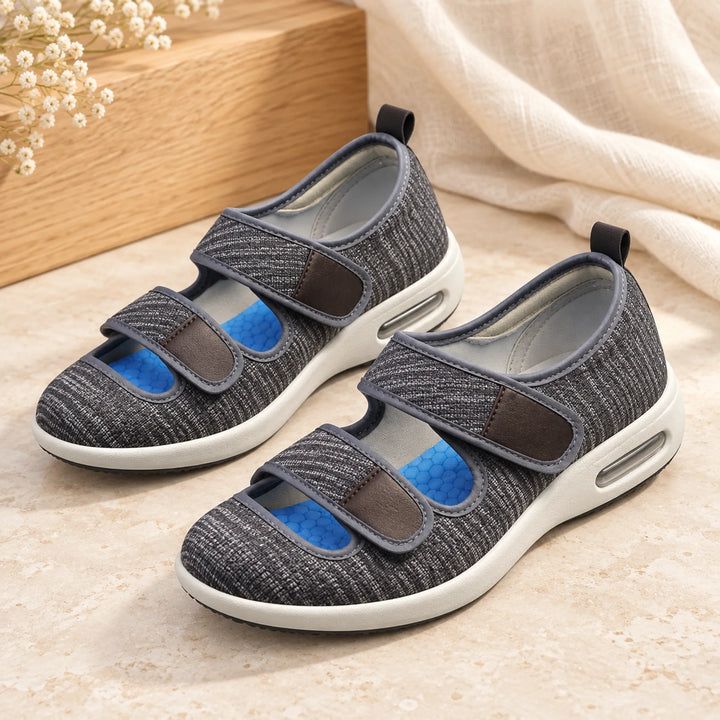 Double-Strap Mesh Comfort Shoes — dark gray