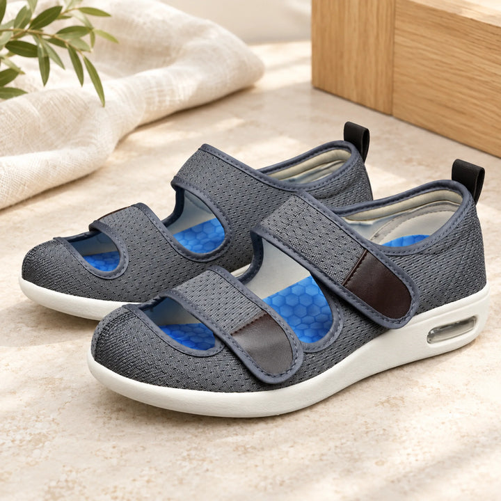 Double-Strap Mesh Comfort Shoes — gray