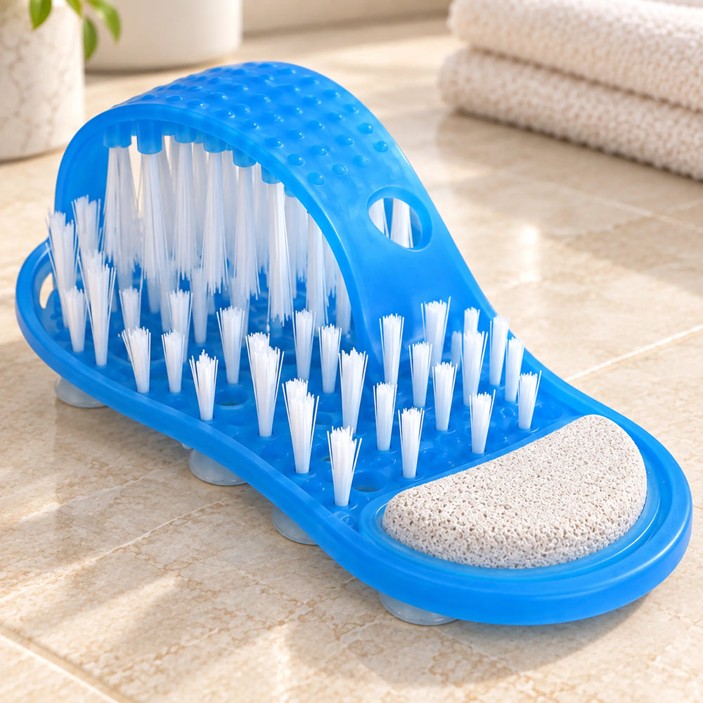Bristle Foot Scrubber with Pumice Heel Pad — shape and working surface