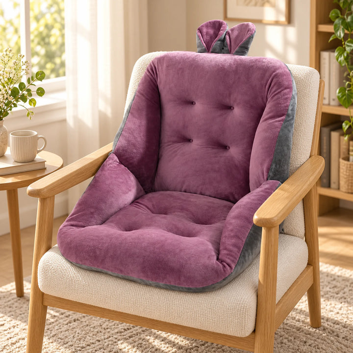 Plush Bunny-Ear Seat &amp; Back Cushion — Purple