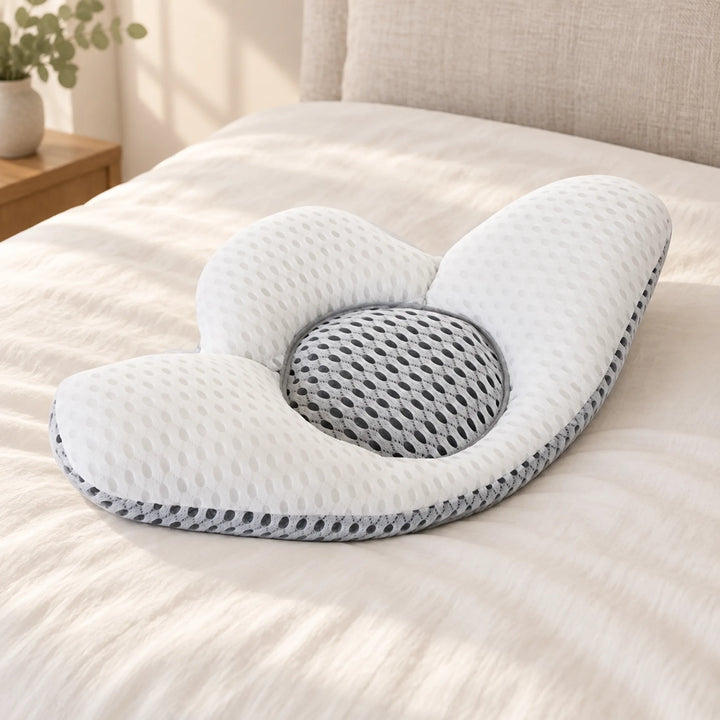 Contoured Lumbar Rest Pillow in a warm home setting