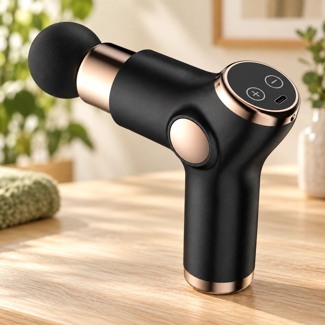Compact Digital Percussion Massage Gun — Black