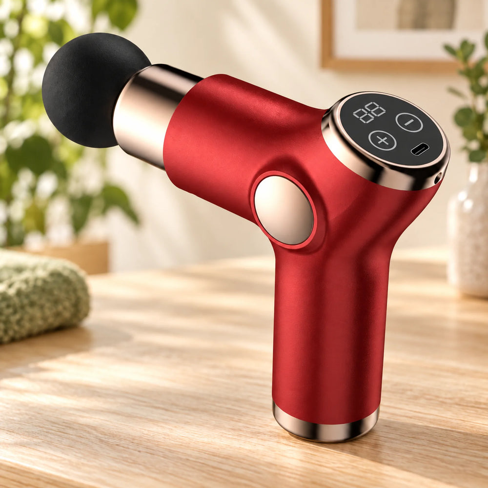 Compact Digital Percussion Massage Gun — red