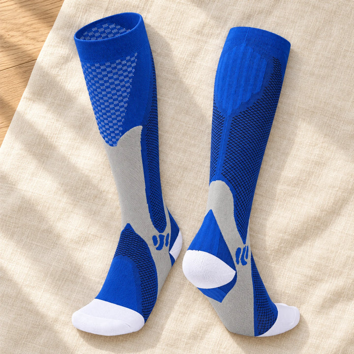 Patterned Knee-High Compression Socks — blue