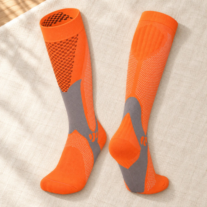 Patterned Knee-High Compression Socks — orange