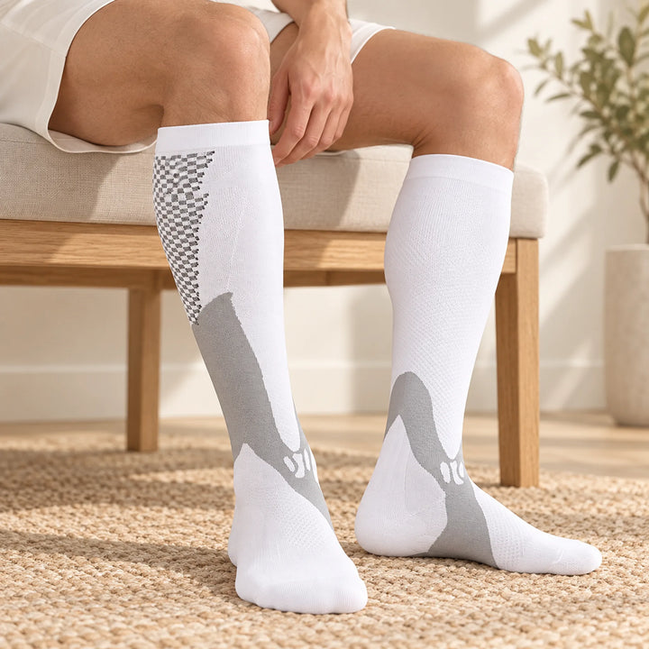 Patterned Knee-High Compression Socks — routine