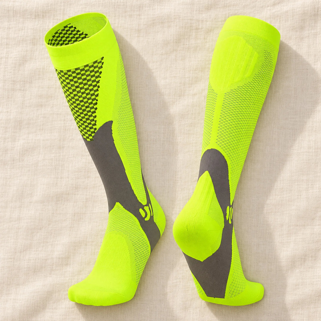 Patterned Knee-High Compression Socks — yellow